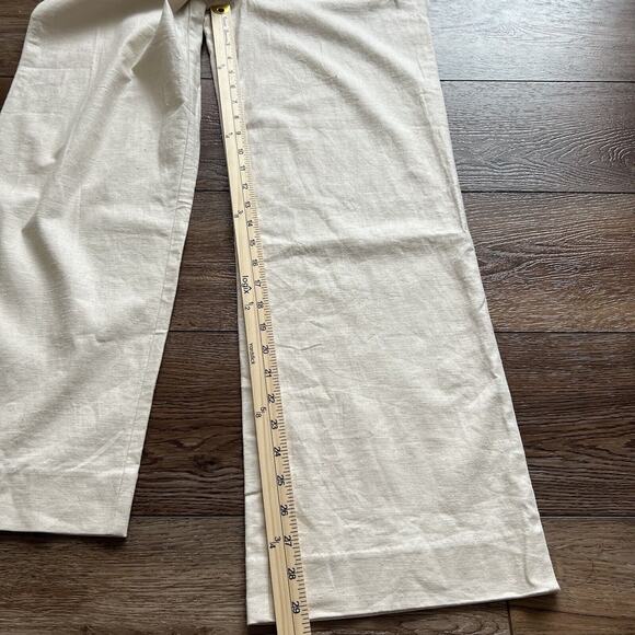 LPA Pants Womens Sm Cream Jacopo Linen Blend Side Button Hi-Rise Wide Leg Sailor - Picture 10 of 12